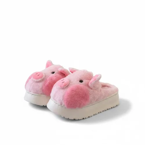 LEMCE Cloudstep black grey plush animal slippers pair showing sole and front cushioned novelty design